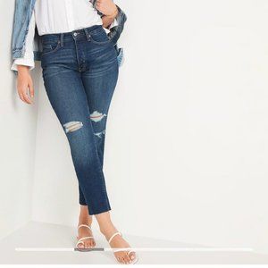 Old Navy Curvy High Waisted O.G. Straight Ripped Cut-Off Jeans  - Size 10 - NWT